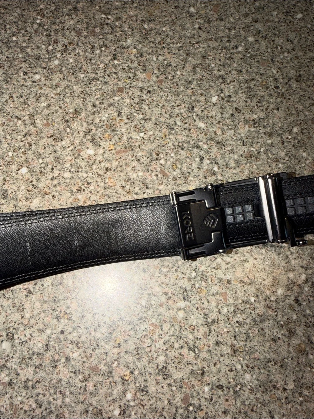 Kore Black Leather Belt with Gunmetal  Buckle - conceal carry